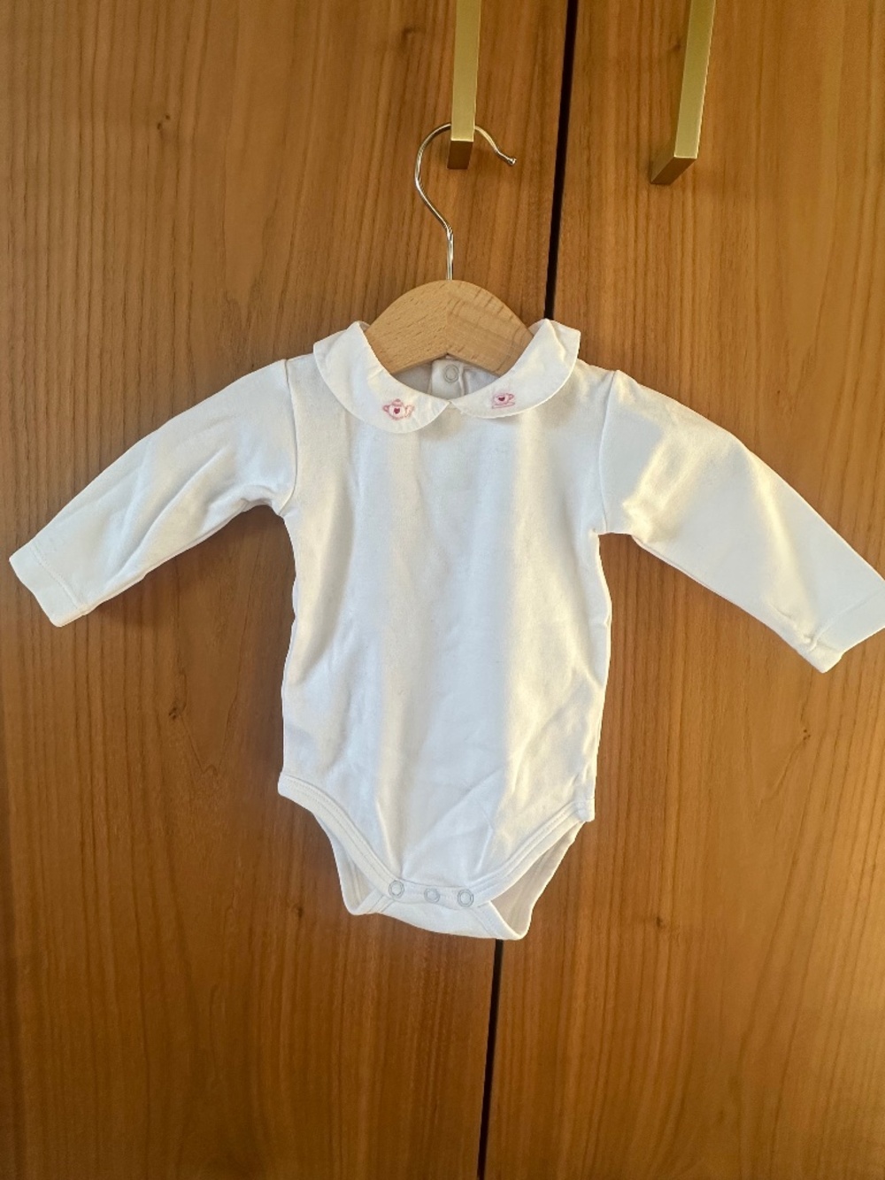 Jacadi Paris Baby Girl White Embroidered Collar Bodysuit 3M / 60cm